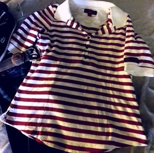 ❤Burberry button up collared polo shirt striped
